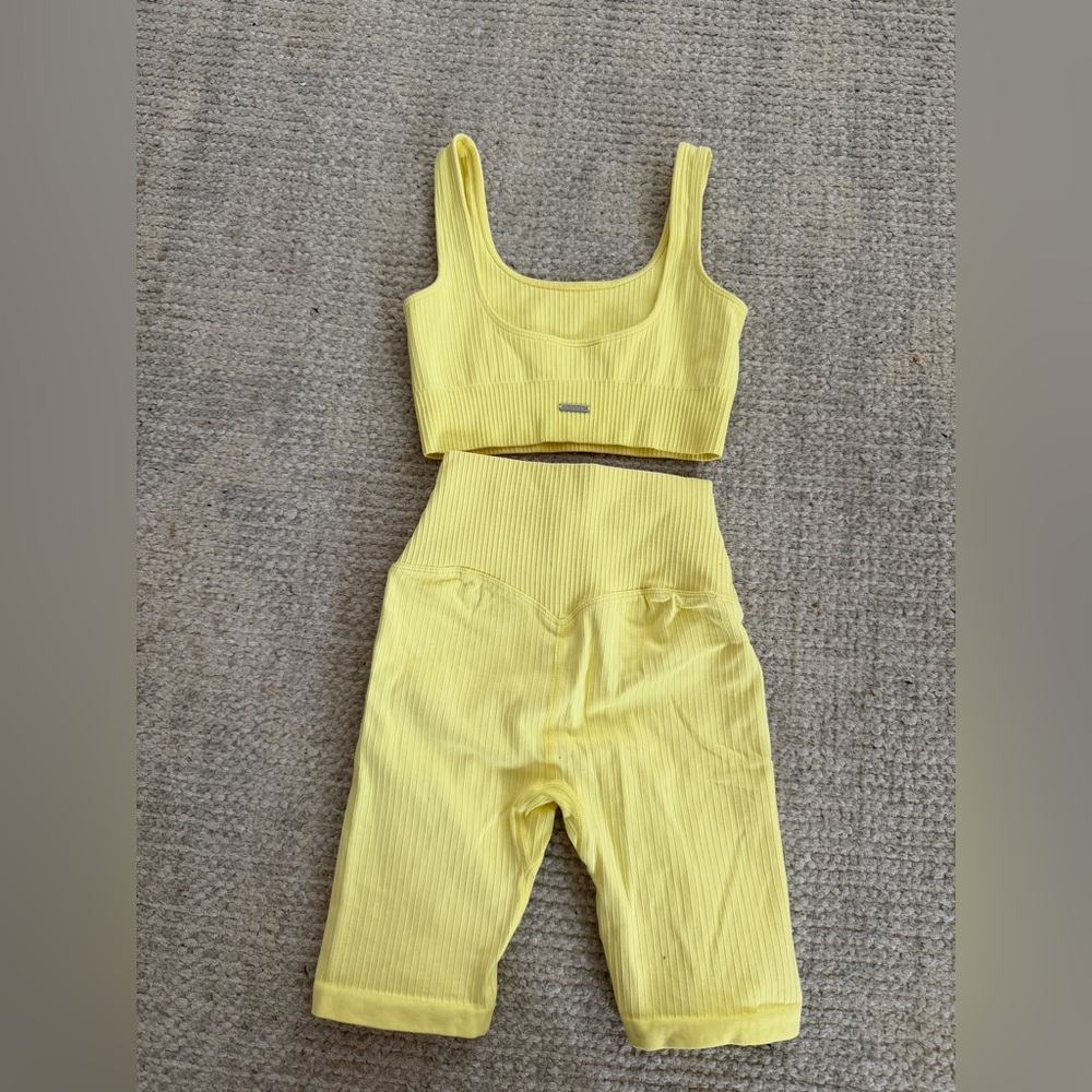 Aim’N Yellow Ribbed Crop Top and Leggings Set - Picture 3 of 11